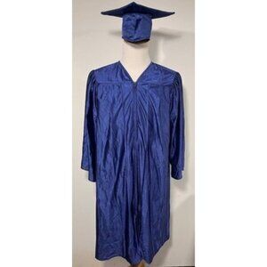 Graduation Source Cap And Gown Royal Blue Kids Size 45 5’ Ft - 5’ 2” Zip Up